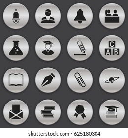 Set Of 16 Editable University Icons. Includes Symbols Such As Staple, Astrology, Nib And More. Can Be Used For Web, Mobile, UI And Infographic Design.