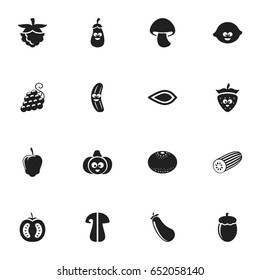 Set Of 16 Editable Vegetable Icons. Includes Symbols Such As Aubergine, Strawberry, Eggplant And More. Can Be Used For Web, Mobile, UI And Infographic Design.