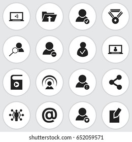 Set Of 16 Editable Web Icons. Includes Symbols Such As Error Account, Monitor, Transfer And More. Can Be Used For Web, Mobile, UI And Infographic Design.