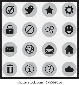 Set Of 16 Editable Web Icons. Includes Symbols Such As Quiz, Settings, Mail And More. Can Be Used For Web, Mobile, UI And Infographic Design.