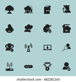 Set Of 16 Editable Web Icons. Includes Symbols Such As Edit File, Magnifier, Telephone Directory And More. Can Be Used For Web, Mobile, UI And Infographic Design.