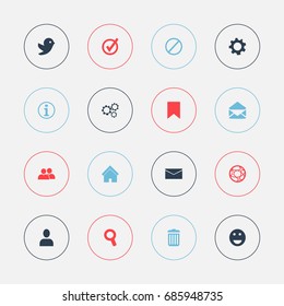 Set Of 16 Editable Web Icons. Includes Symbols Such As Profile, Group, Faq And More. Can Be Used For Web, Mobile, UI And Infographic Design.