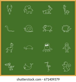 Set Of 16 Editable Zoo Icons. Includes Symbols Such As Lobster, Elephant, Pony And More. Can Be Used For Web, Mobile, UI And Infographic Design.