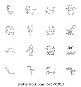 Set Of 16 Editable Zoo Icons. Includes Symbols Such As Ewe, Pelican, Rat And More. Can Be Used For Web, Mobile, UI And Infographic Design.