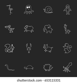 Set Of 16 Editable Zoology Icons. Includes Symbols Such As Tentacle, Tall Animal, Rat And More. Can Be Used For Web, Mobile, UI And Infographic Design.