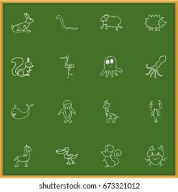 Set Of 16 Editable Zoology Icons. Includes Symbols Such As Chipmunk, Cachalot, Lobster And More. Can Be Used For Web, Mobile, UI And Infographic Design.
