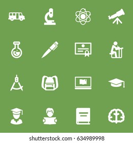 Set Of 16 Education Icons Set.Collection Of Notebook, Certificate, Marrow And Other Elements.