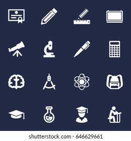 Set Of 16 Education Icons Set.Collection Of Ink, Student, Diplomaed Male And Other Elements.