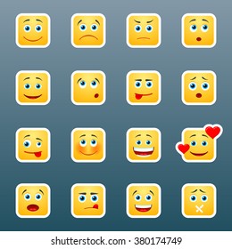 Set of 16 emoticom smile stickers