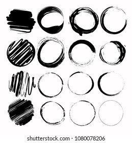 set of 16 empty scribble circles, vector design elements