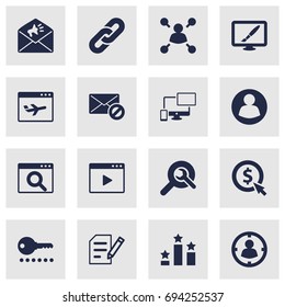 Set Of 16 Engine Icons Set.Collection Of Warning, Announcement, Guest And Other Elements.