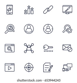 Set Of 16 Engine Outline Icons Set.Collection Of Marketing, Item Identifier, Style And Other Elements.