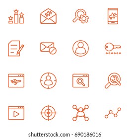 Set Of 16 Engine Outline Icons Set.Collection Of Search, Columns, Goal And Other Elements.