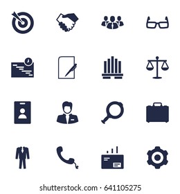 Set Of 16 Enterprise Icons Set.Collection Of Id Card, Spectacles, Partnership And Other Elements.