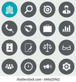Set Of 16 Enterprise Icons Set.Collection Of Building, Balance, Id Card And Other Elements.
