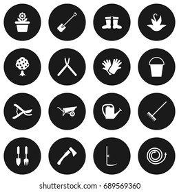 Set Of 16 Farm Icons Set.Collection Of Tools, Shovel, Rake And Other Elements.