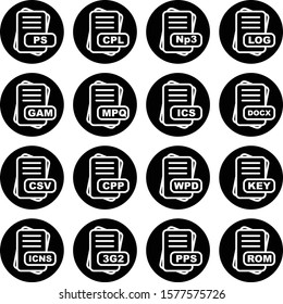  Set Of 16 File Format Icons For Mobile Application and websites

