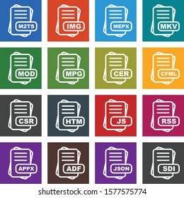 Set Of 16 File Format Icons For Mobile Application and websites
