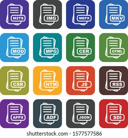 Set Of 16 File Format Icons For Mobile Application and websites
