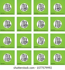 Set Of 16 File Format Icons For Mobile Application and websites
