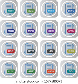 Set Of 16 File Format Icons For Mobile Application and websites
