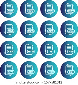 Set Of 16 File Format Icons For Mobile Application and websites
