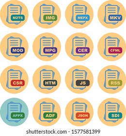 Set Of 16 File Format Icons For Mobile Application and websites
