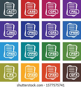 Set of 16 File Format Pixel Perfect Icons
