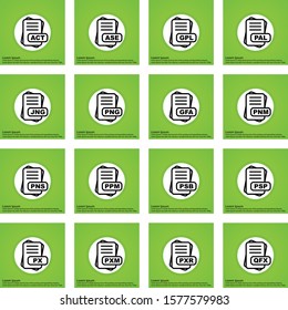 Set of 16 File Format Pixel Perfect Icons
