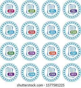 Set of 16 File Format Pixel Perfect Icons
