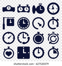 set of 16 filled icons such as stopwatch, clock 
