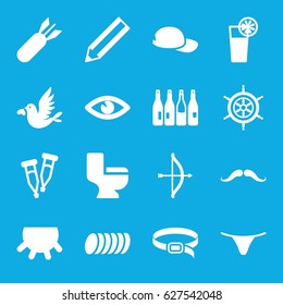 set of 16 filled icons such as udder, bottle, mustache, female underwear