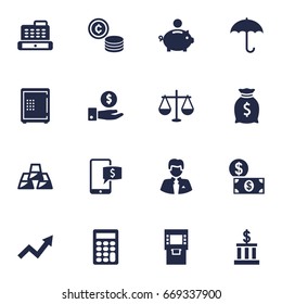 Set Of 16 Finance Icons Set.Collection Of Terminal, Cash, Cashbox And Other Elements.