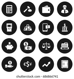 Set Of 16 Finance Icons Set.Collection Of Piggy Bank, Save Money, Calculate And Other Elements.