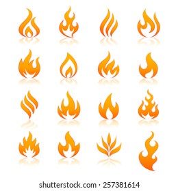 set of 16 flame and fire vector icons. Vector file is fully layered