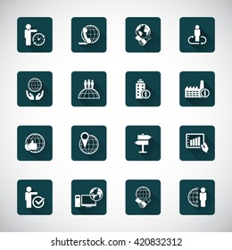Set of 16 flat, business related icon set