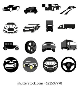 Set 16 Flat Vector Cars and Transportation