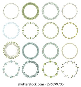 set of 16 floral wreaths . vector background . for wedding invitations , greetings , cards, birthday 2