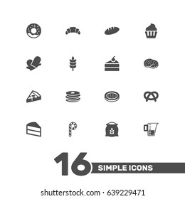 Set Of 16 Food Icons Set.Collection Of Pastry, Dessert, Crepe And Other Elements.