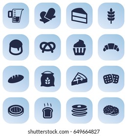 Set Of 16 Food Icons Set.Collection Of Sack, Snack, Cake And Other Elements.