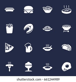 Set Of 16 Food Icons Set.Collection Of Cereal, Ale, Pepperoni And Other Elements.