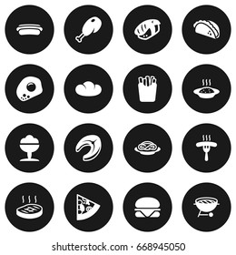 Set Of 16 Food Icons Set.Collection Of Potato, Seafood, Mexican Food And Other Elements.