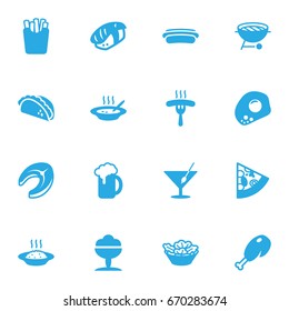 Set Of 16 Food Icons Set.Collection Of Japanese Roll, Seafood, Eggs And Other Elements.