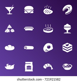 Set Of 16 Food Icons Set.Collection Of Fast Food, Beefsteak, Sorbet And Other Elements.
