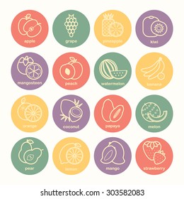 Set of 16 fruit icons
