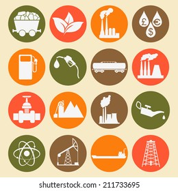 Set 16 fuel and energy icons. Vector illustration