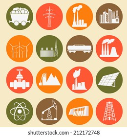 Set 16 fuel and energy icons. Vector illustration