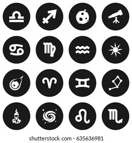 Set Of 16 Galaxy Icons Set.Collection Of Comet, Horoscope, Solar And Other Elements.