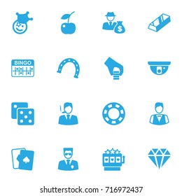 Set Of 16 Gambling Icons Set.Collection Of Money, Lotto, Talisman And Other Elements.