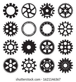 Set of 16 gear patterns for industrial or steampunk design